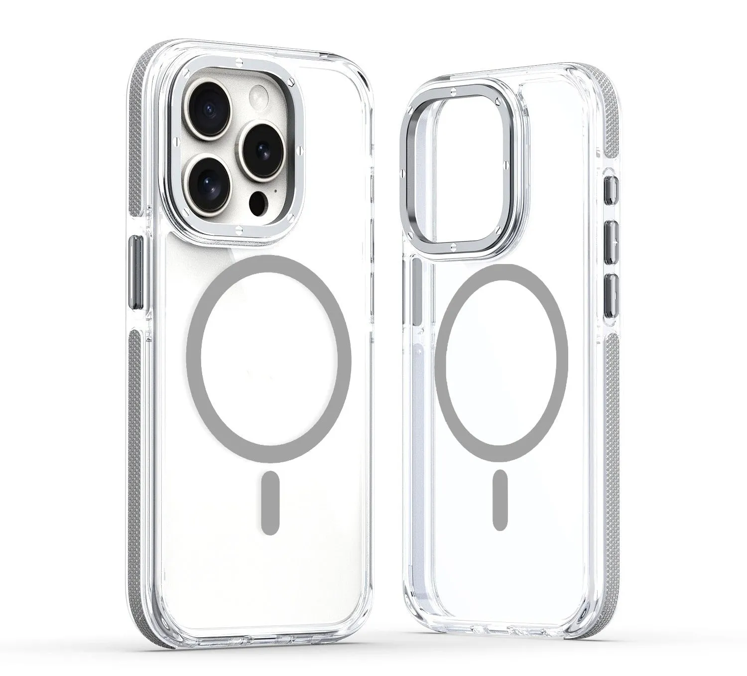 X transparent magnetic phone case with two-tone edge in black on an iPhone showing the back