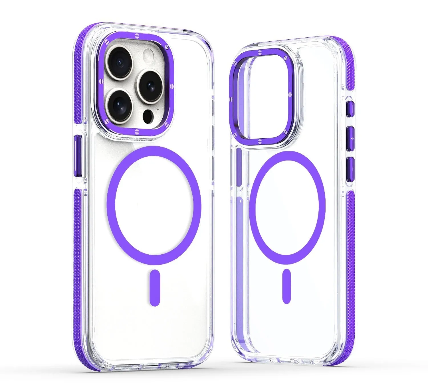 X transparent magnetic phone case with two-tone edge in black on an iPhone showing the back
