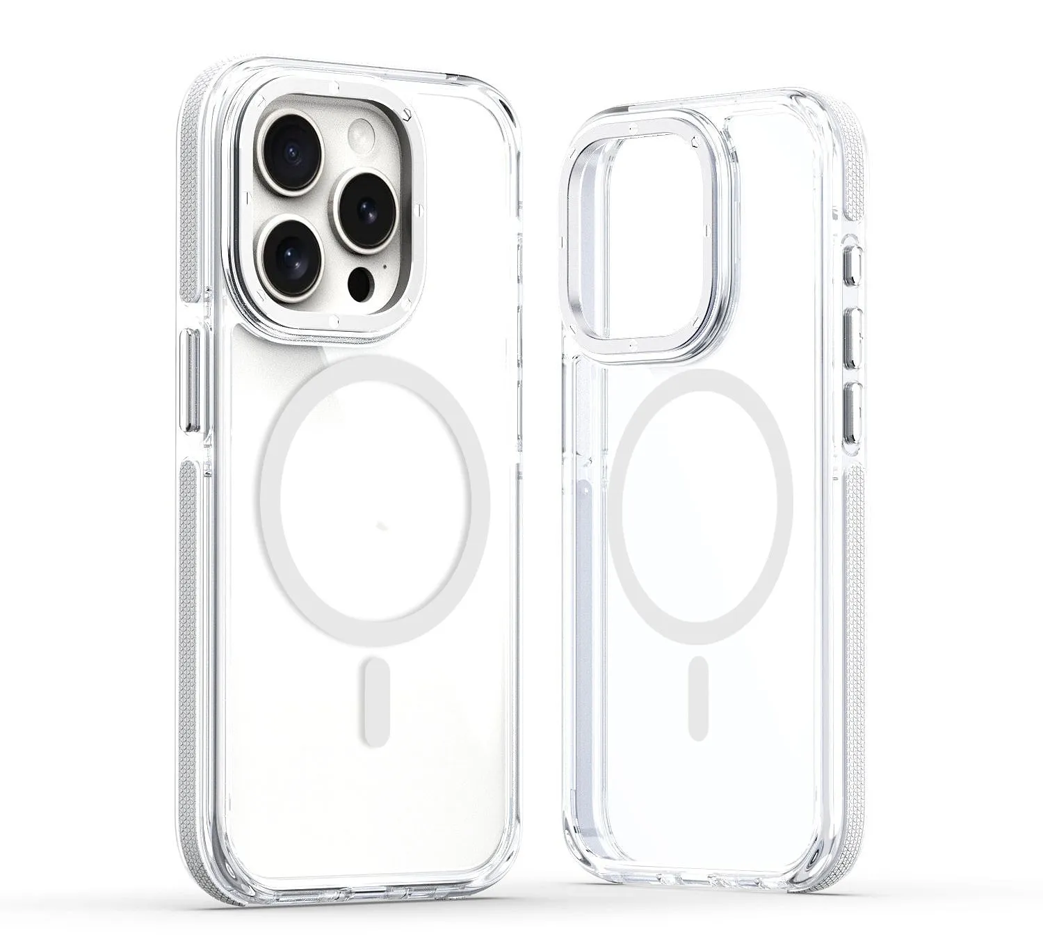 X transparent magnetic phone case with two-tone edge in black on an iPhone showing the back