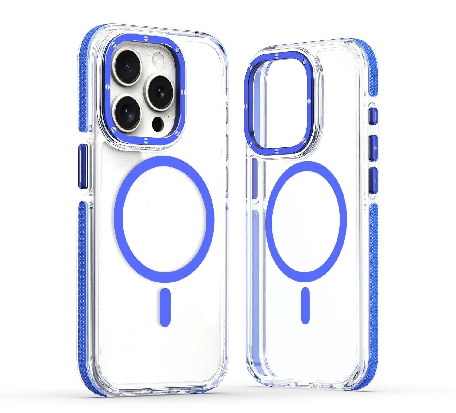 X transparent magnetic phone case with two-tone edge in black on an iPhone showing the back
