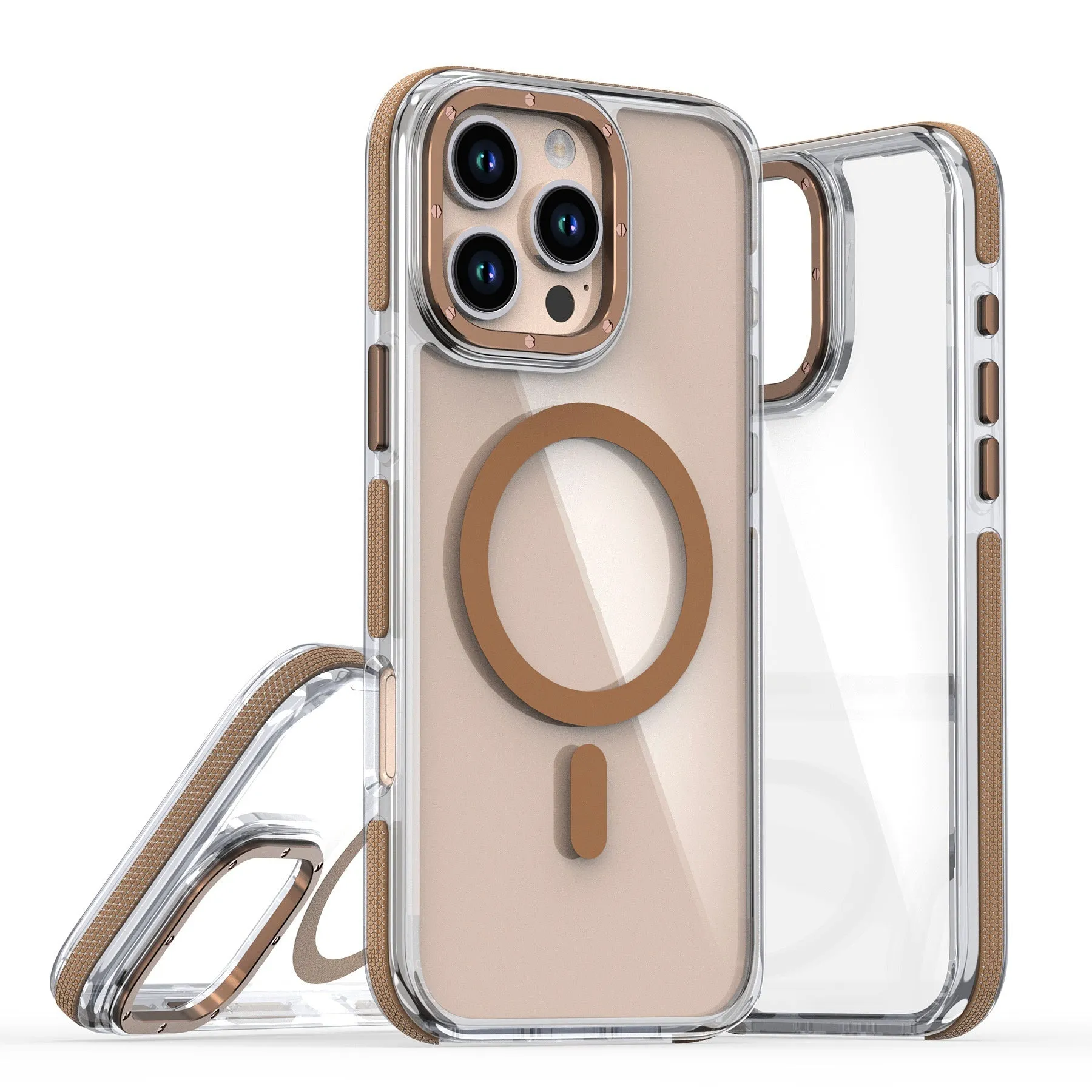 X transparent magnetic phone case with two-tone edge in black on an iPhone showing the back