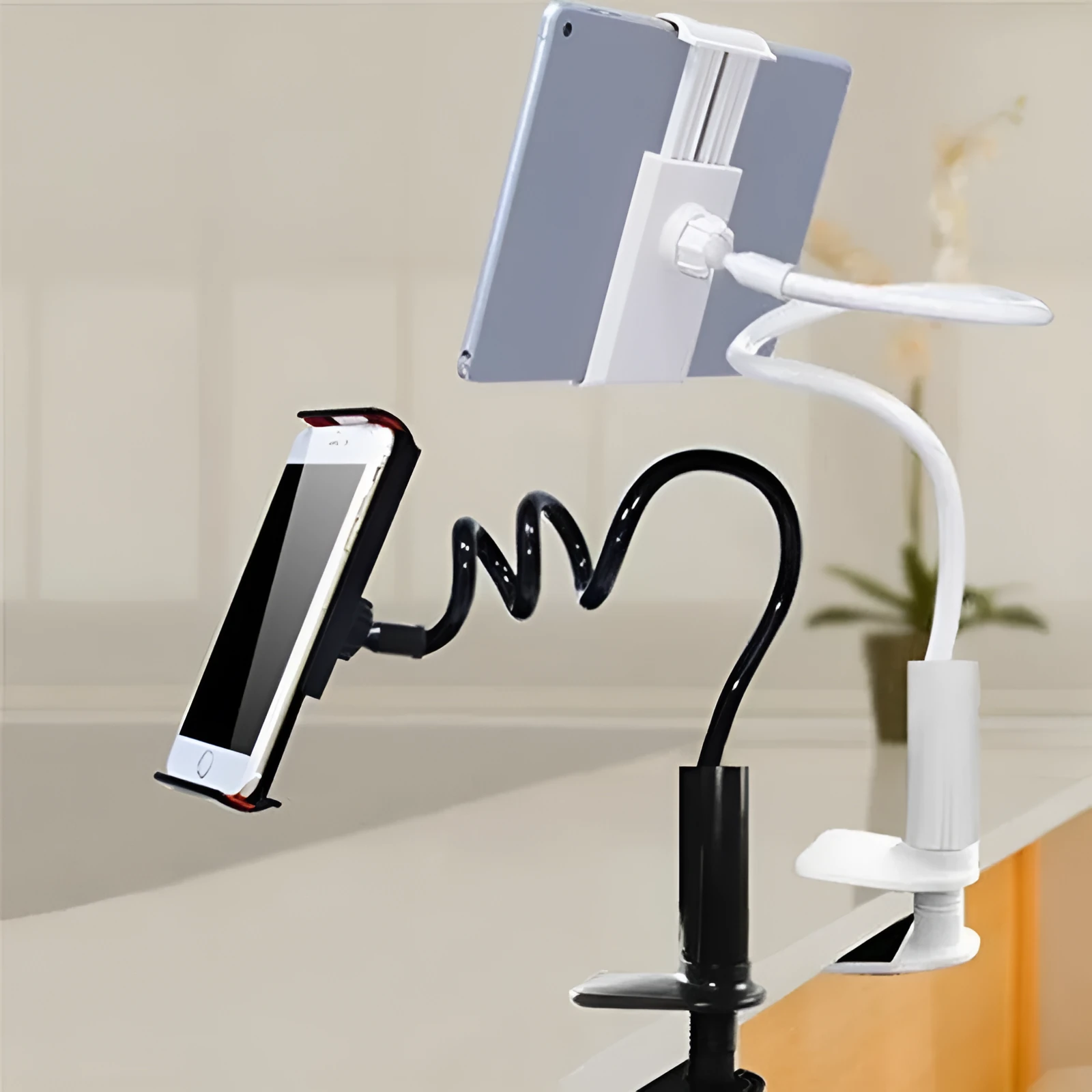 Flexible magnalium mount holder for smartphones and tablets with adjustable arm and suction base