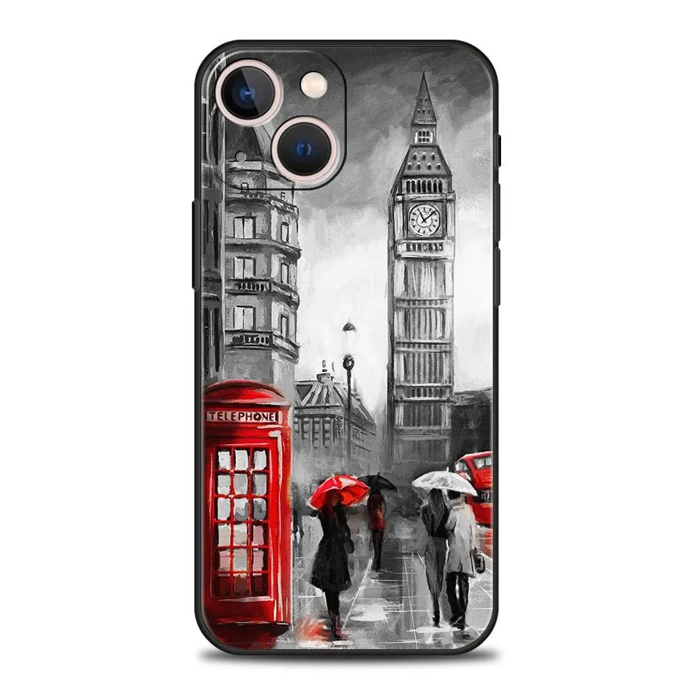 TPU back cover phone case with painted cartoon plant design for iPhone 13 Pro series