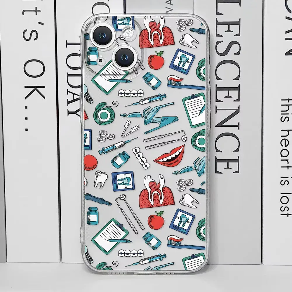 Fashion cartoon nurse design TPU phone case for Apple iPhone models 11 to 16 series