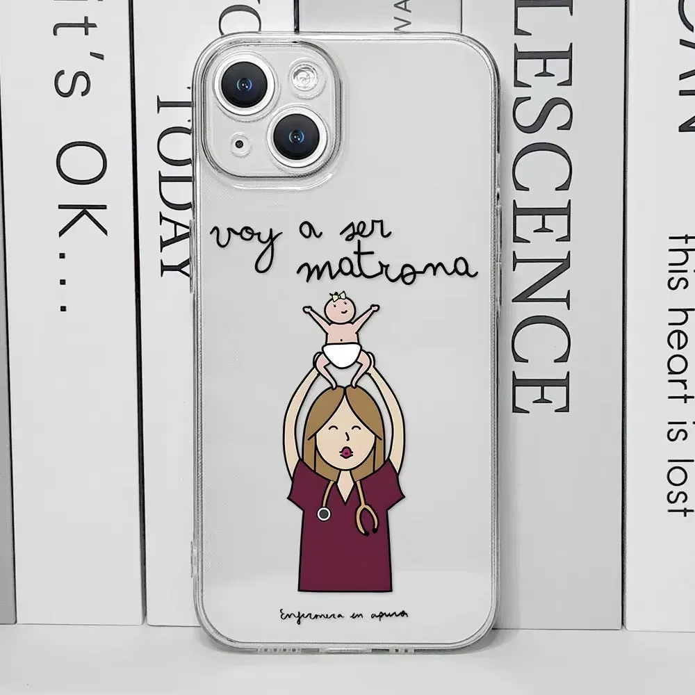 Fashion cartoon nurse design TPU phone case for Apple iPhone models 11 to 16 series