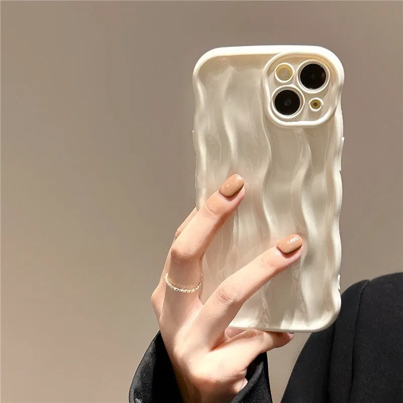 Silicone water ripple phone case for iPhone 17 series in wavy green colour, soft shell anti-fall design
