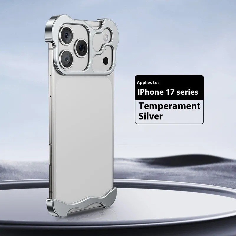 Metal frameless matte phone case for iPhone17 series in black colour