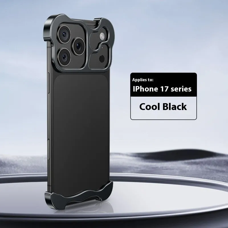 Metal frameless matte phone case for iPhone17 series in black colour
