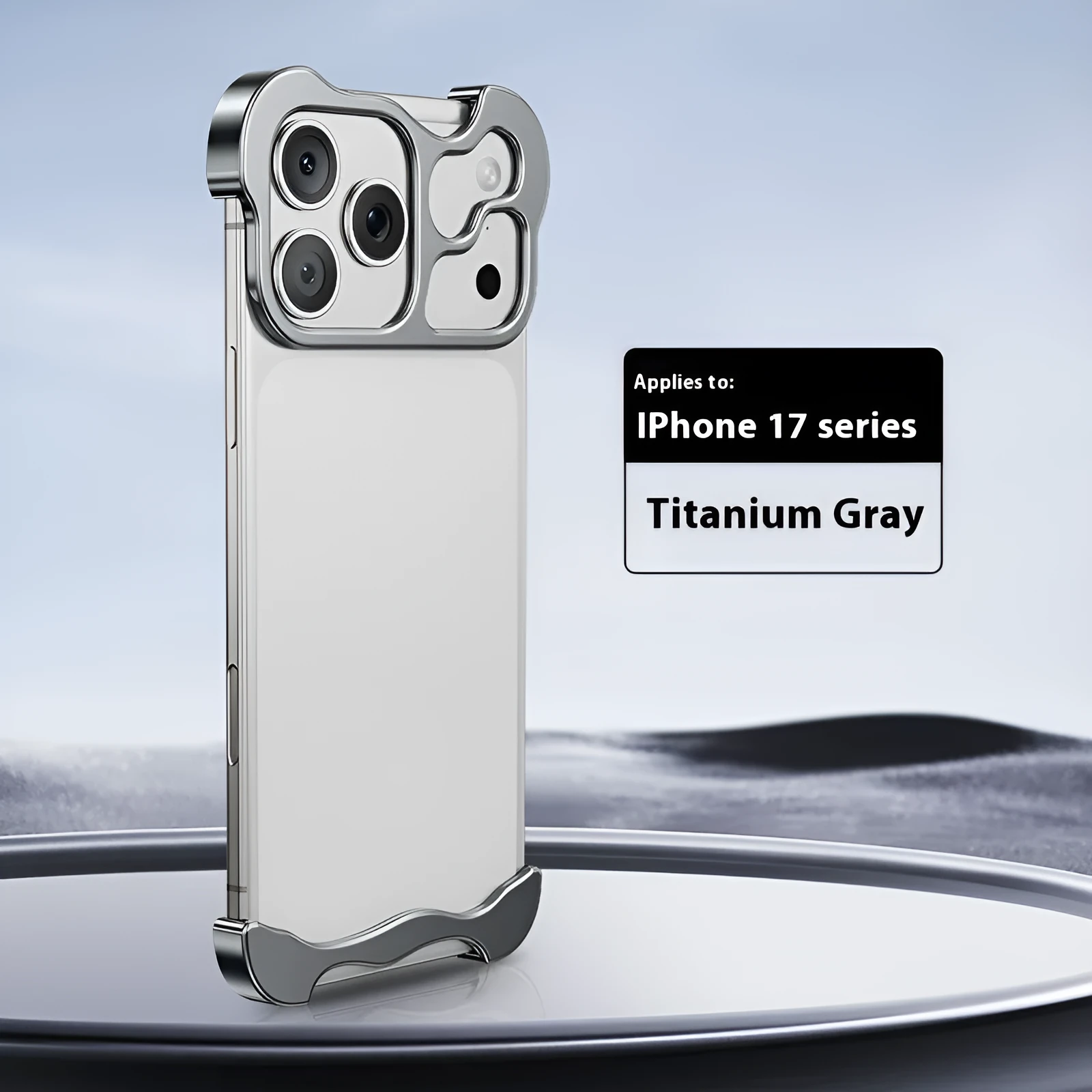 Metal frameless matte phone case for iPhone17 series in black colour