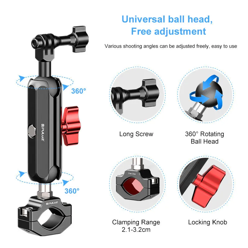 Motorcycle CNC bracket aluminium alloy pipe clamp for sports camera mounting on handlebars