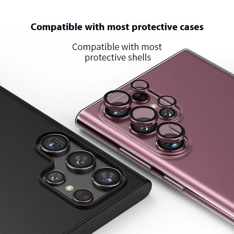 Samsung Eagle Eye single aluminum alloy glass lens protector for S22U S23 S23Ultra in black with tempered glass