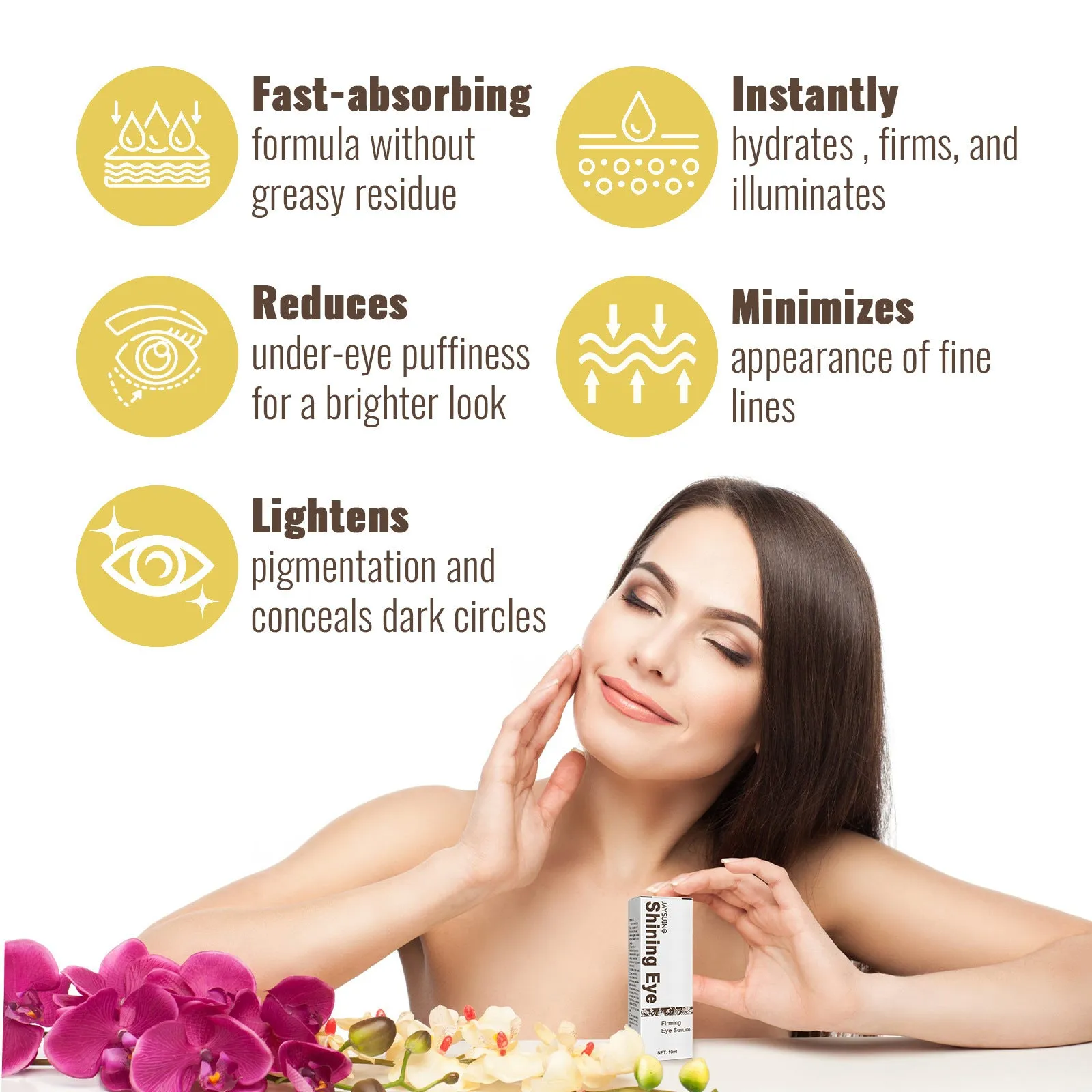 10ml bottle of moisturizing eye skin care essence with jasmine oil and squalene
