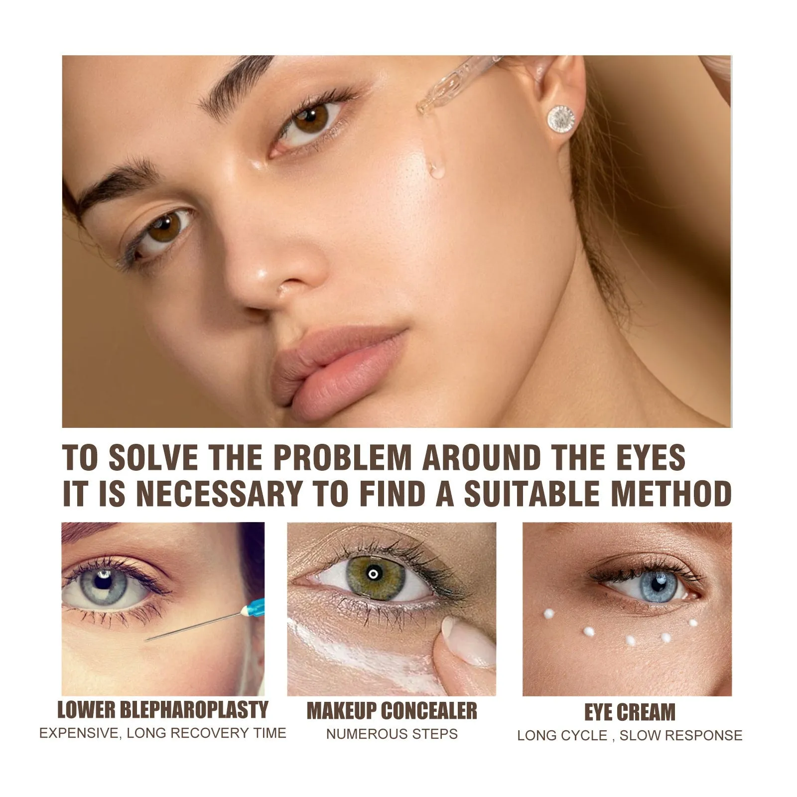 10ml bottle of moisturizing eye skin care essence with jasmine oil and squalene