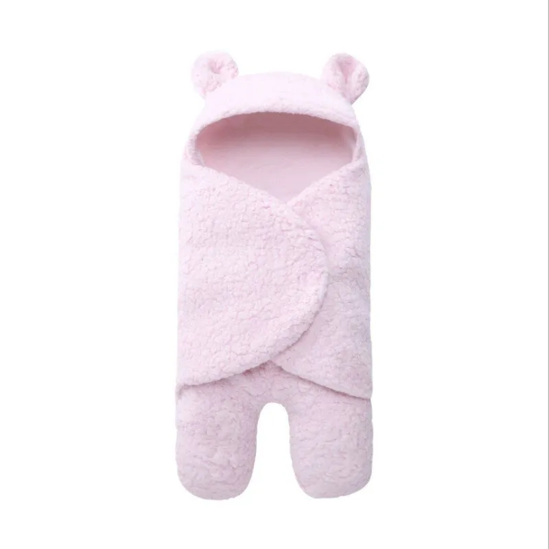 Three-layer newborn sleeping bag envelope in grey with flannel outer and cotton inner, 65cm size
