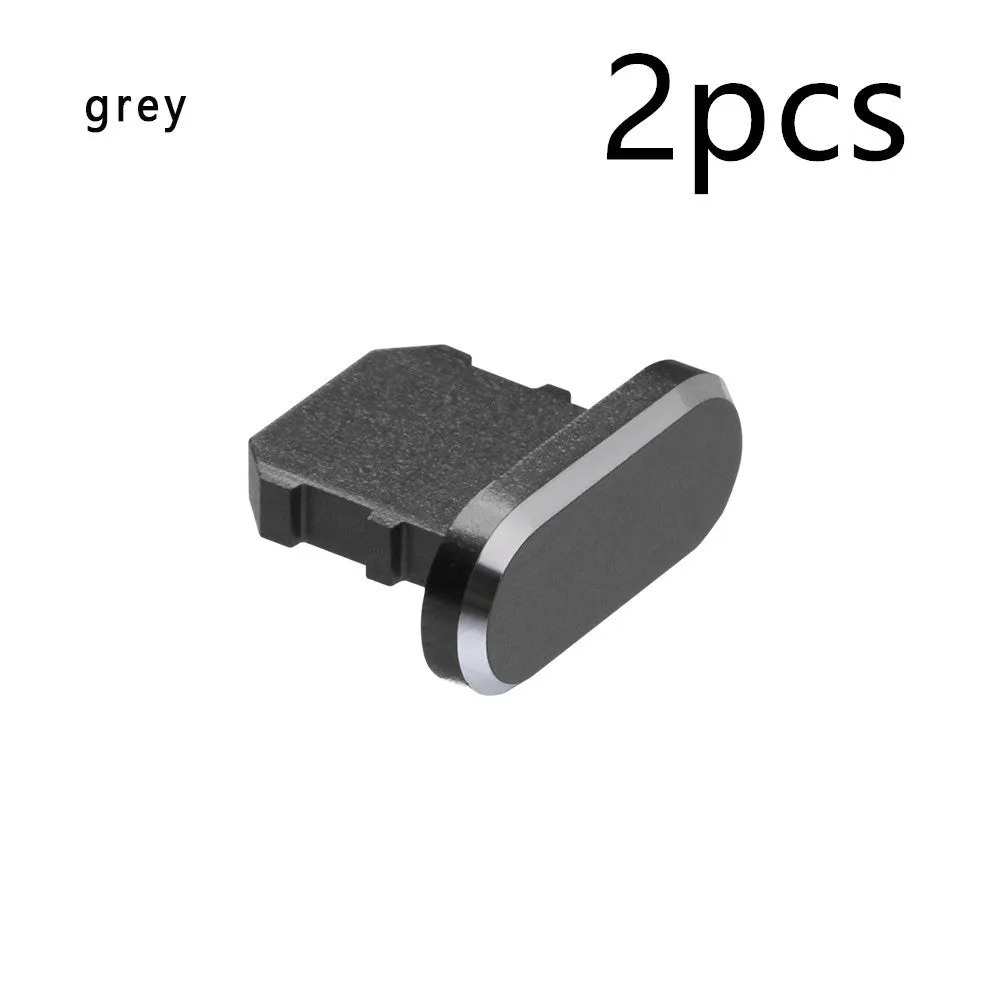 Aluminium alloy dust plug for iPhone charging port in various metallic colours.