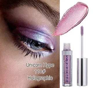 PHOERA Magnificent Metals Glitter and Glow Liquid Eyeshadow in 12 colours with holographic 3D effect in portable 21g bottles