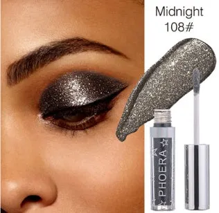 PHOERA Magnificent Metals Glitter and Glow Liquid Eyeshadow in 12 colours with holographic 3D effect in portable 21g bottles