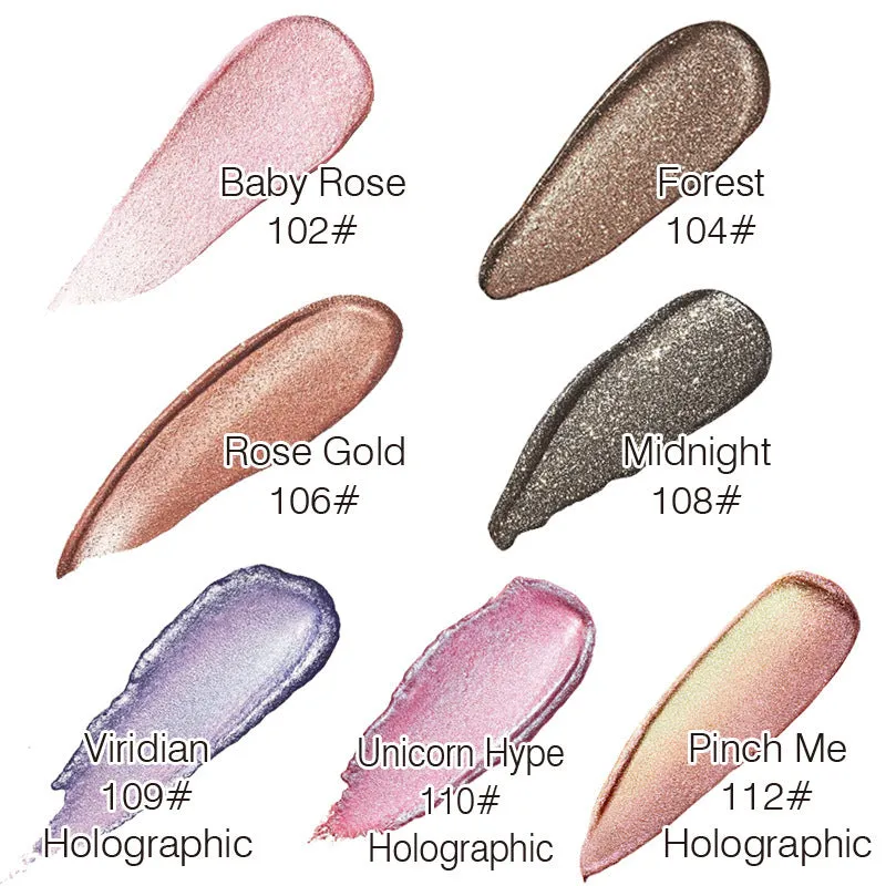 PHOERA Magnificent Metals Glitter and Glow Liquid Eyeshadow in 12 colours with holographic 3D effect in portable 21g bottles