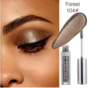 PHOERA Magnificent Metals Glitter and Glow Liquid Eyeshadow in 12 colours with holographic 3D effect in portable 21g bottles