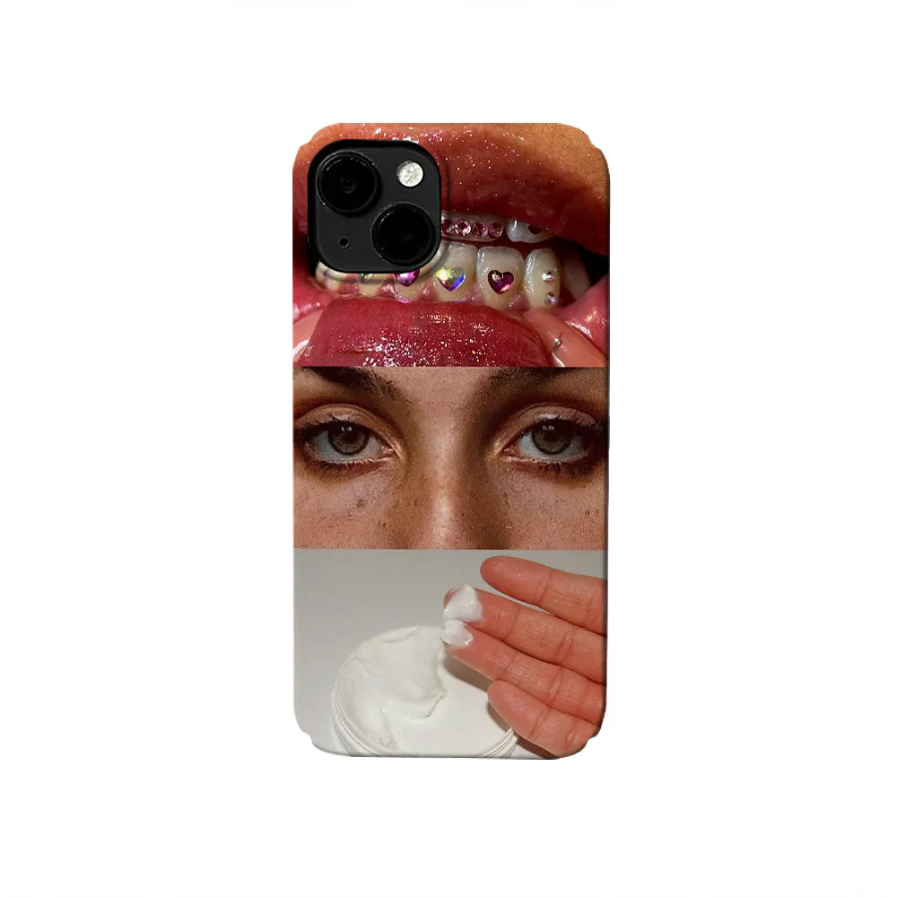 Glossy Feilin phone case for iPhone with thermal transfer face pattern, anti-fingerprint, and fine hole button cover