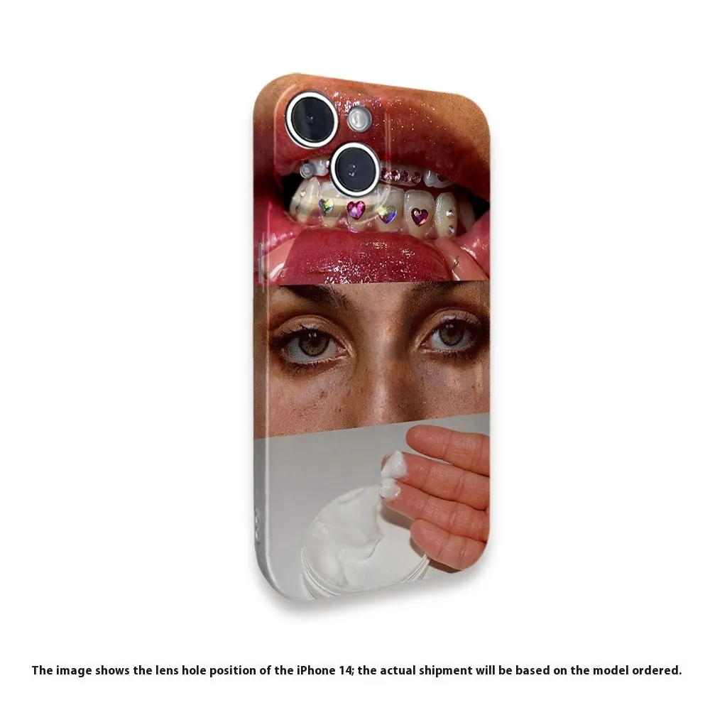 Glossy Feilin phone case for iPhone with thermal transfer face pattern, anti-fingerprint, and fine hole button cover