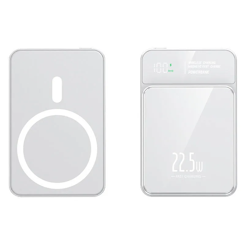 Fashion magnetic wireless power bank in black with fast charging USB plastic construction