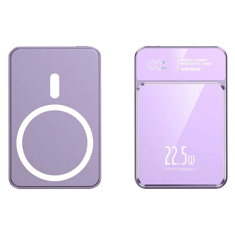 Fashion magnetic wireless power bank in black with fast charging USB plastic construction