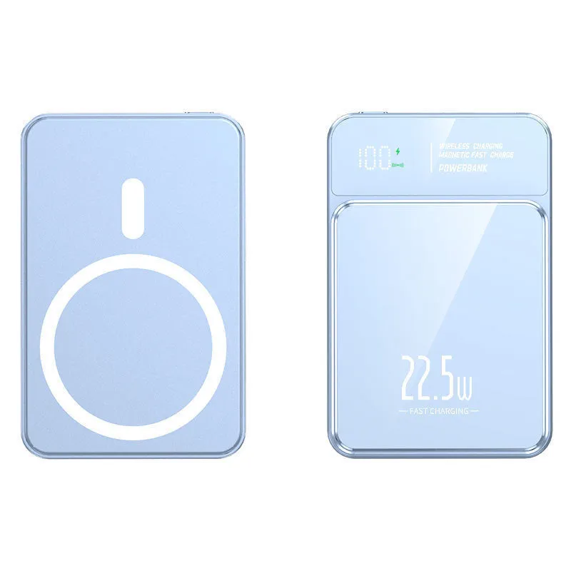 Fashion magnetic wireless power bank in black with fast charging USB plastic construction