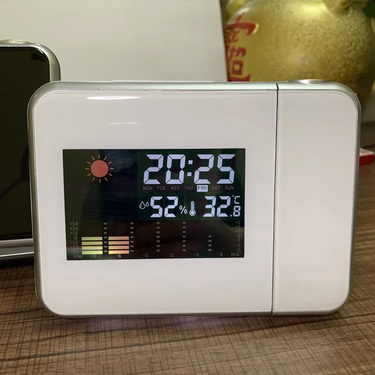 Compact plastic home electronic clock with USB cable in black, dimensions 16 by 6 by 12 centimetres