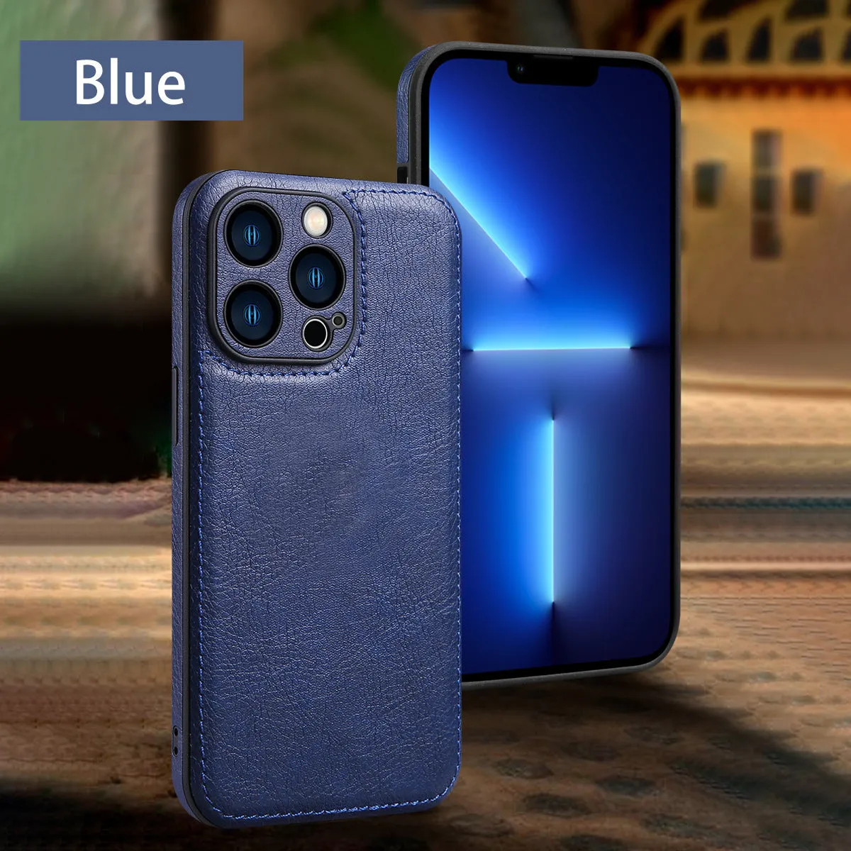 Leather grain TPU PU leather drop-resistant phone case for Apple iPhone series in black colour