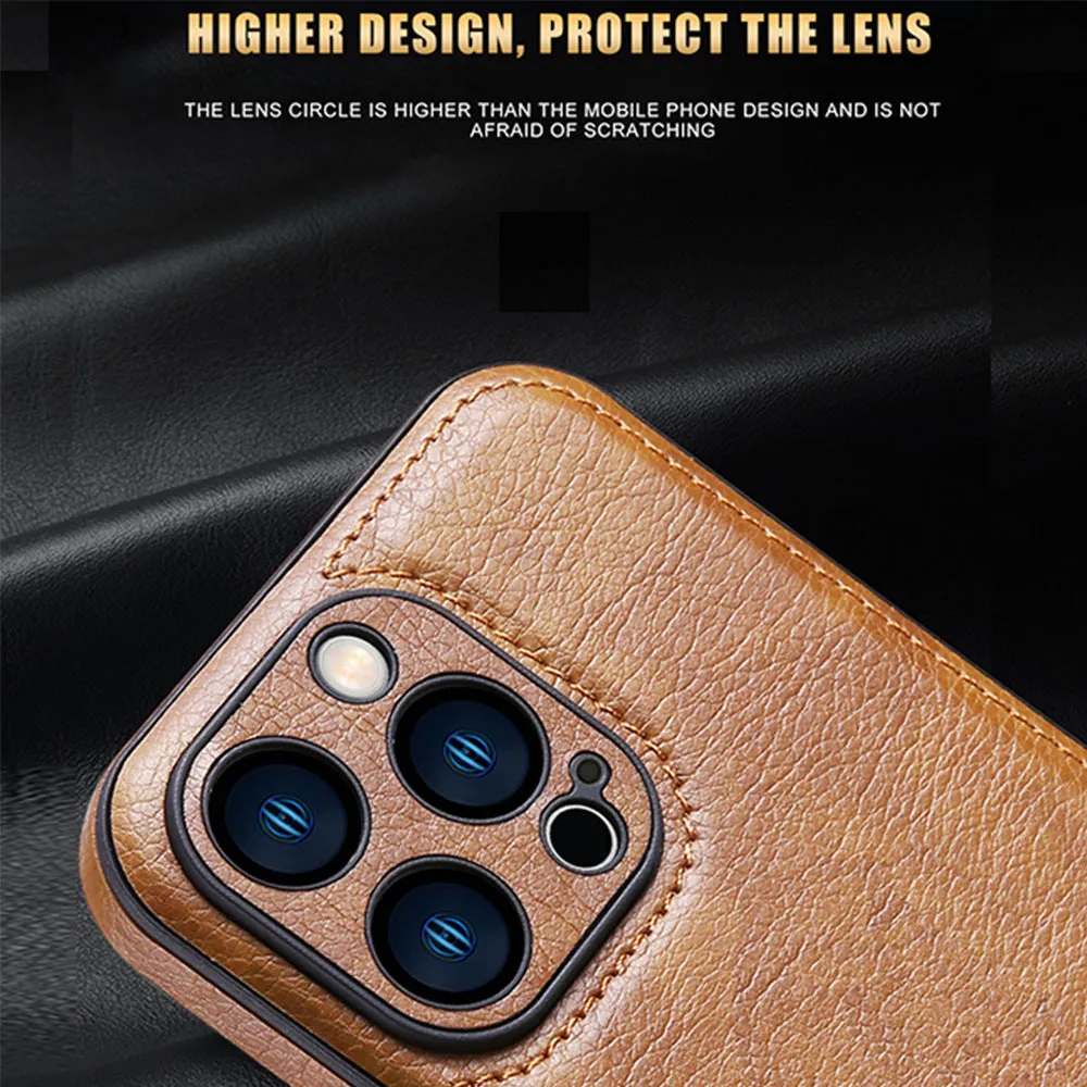 Leather grain TPU PU leather drop-resistant phone case for Apple iPhone series in black colour