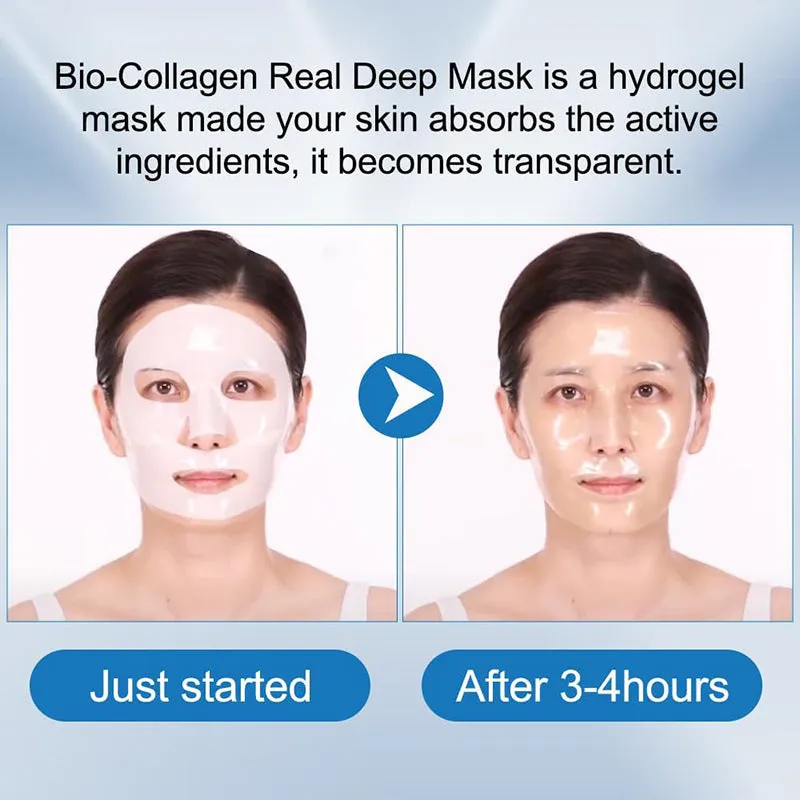 Collagen face mask sheet 34g for deep hydration firming and brightening in 4-piece box