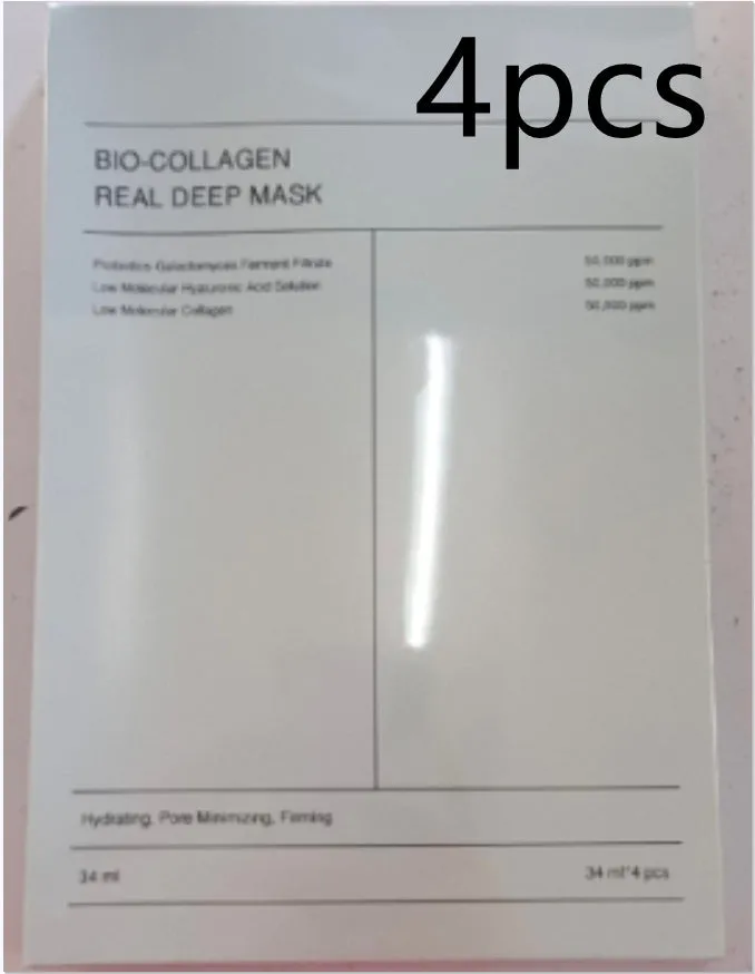 Collagen face mask sheet 34g for deep hydration firming and brightening in 4-piece box