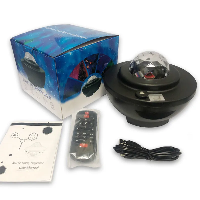 USB music player LED night light galaxy starry sky projector with Bluetooth remote control and 10 colours 360° rotation
