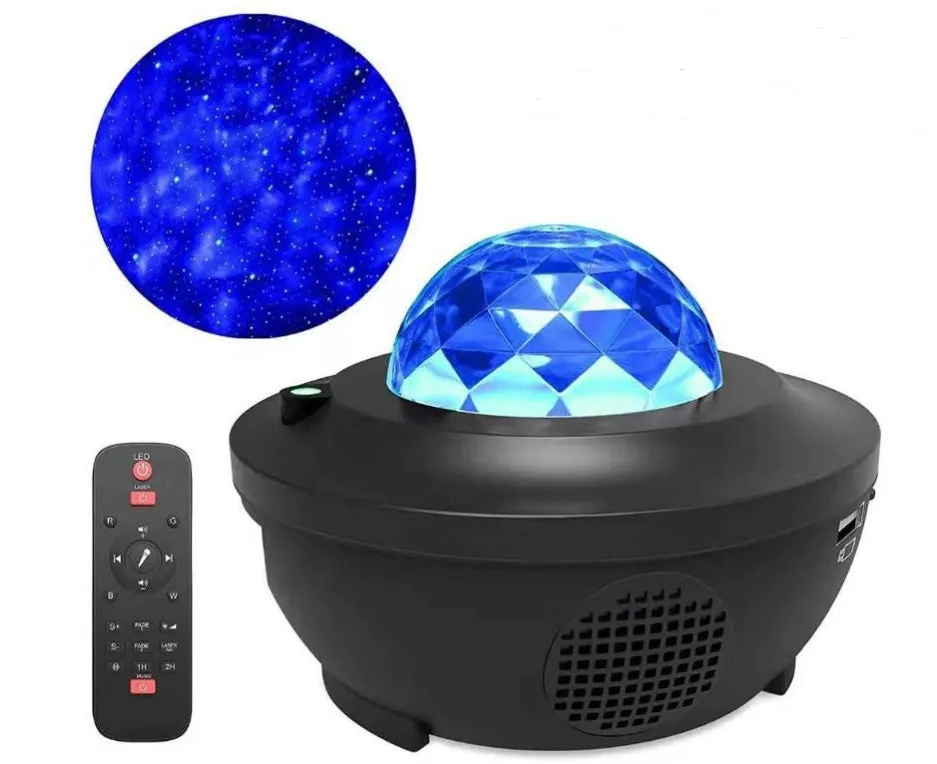 USB music player LED night light galaxy starry sky projector with Bluetooth remote control and 10 colours 360° rotation