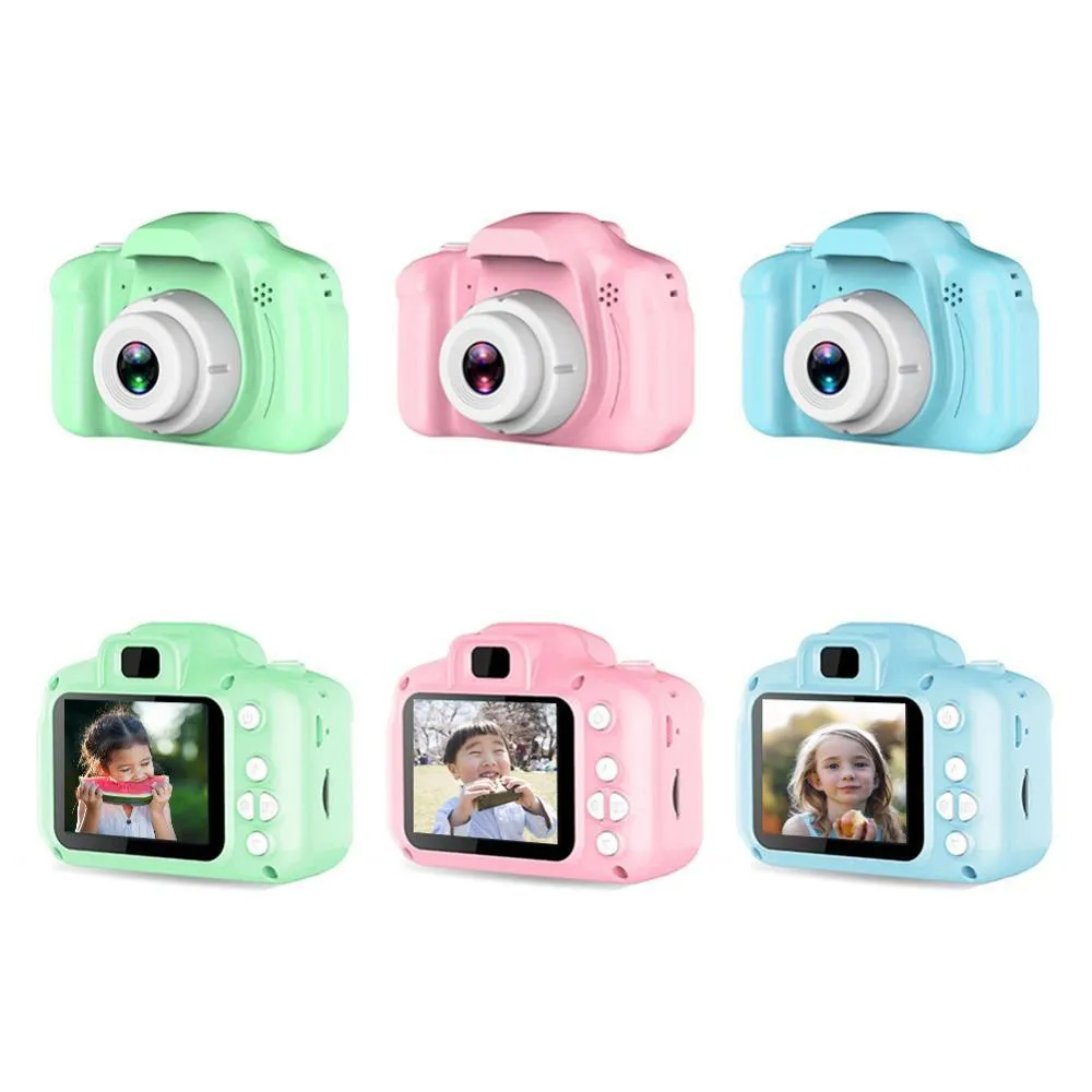 Children's HD digital waterproof camera in blue with 2.3 inch LCD screen, 800W pixels, compact size