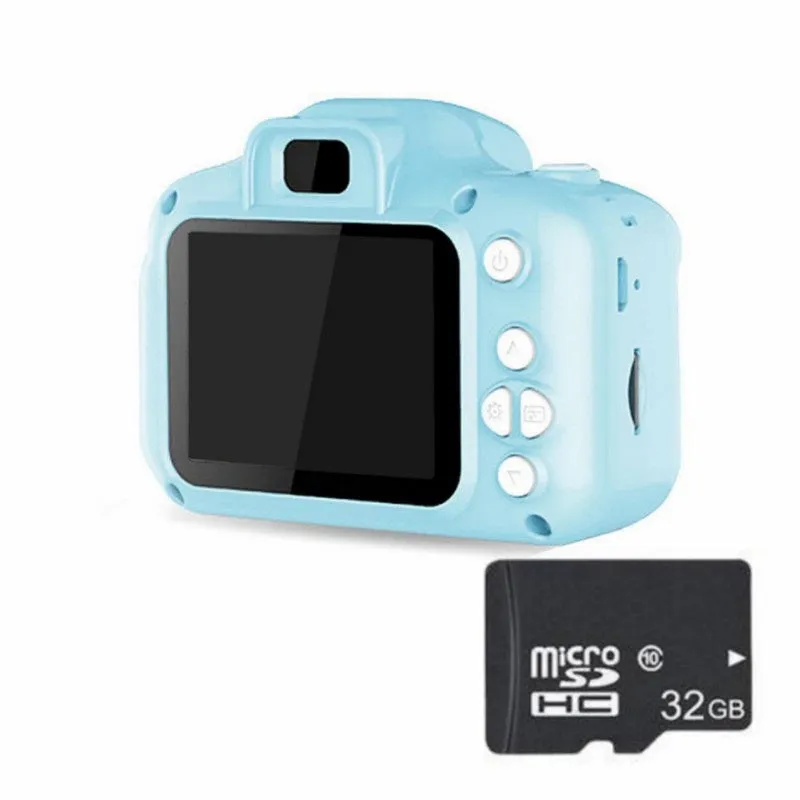 Children's HD digital waterproof camera in blue with 2.3 inch LCD screen, 800W pixels, compact size