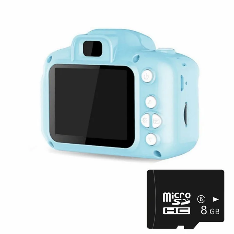 Children's HD digital waterproof camera in blue with 2.3 inch LCD screen, 800W pixels, compact size