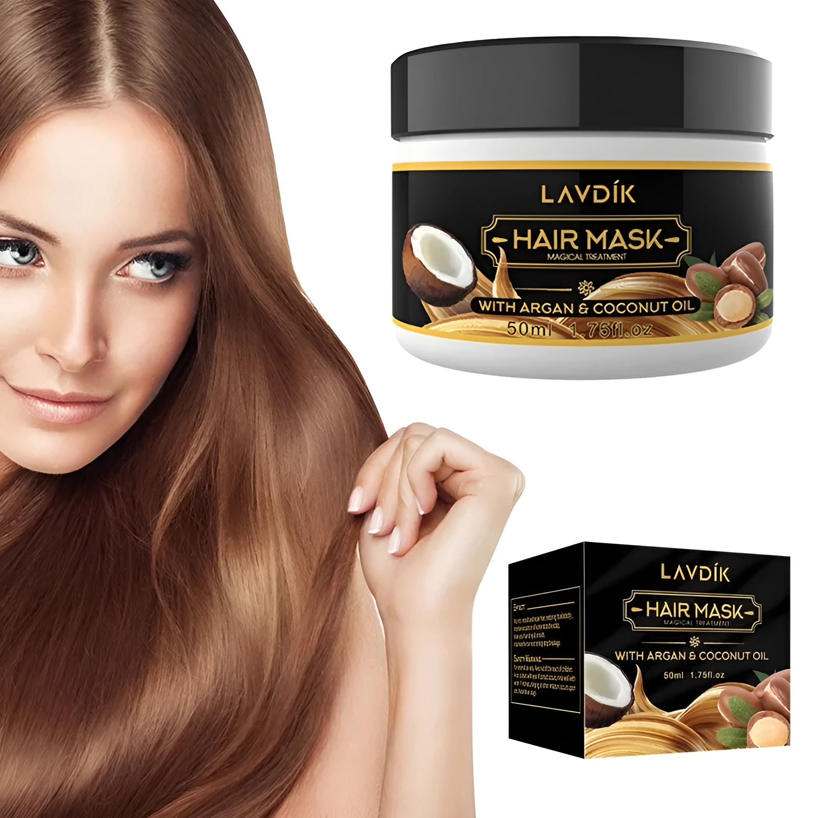 Nourishing hair mask conditioner in 50ml tube for deep repair and frizz control