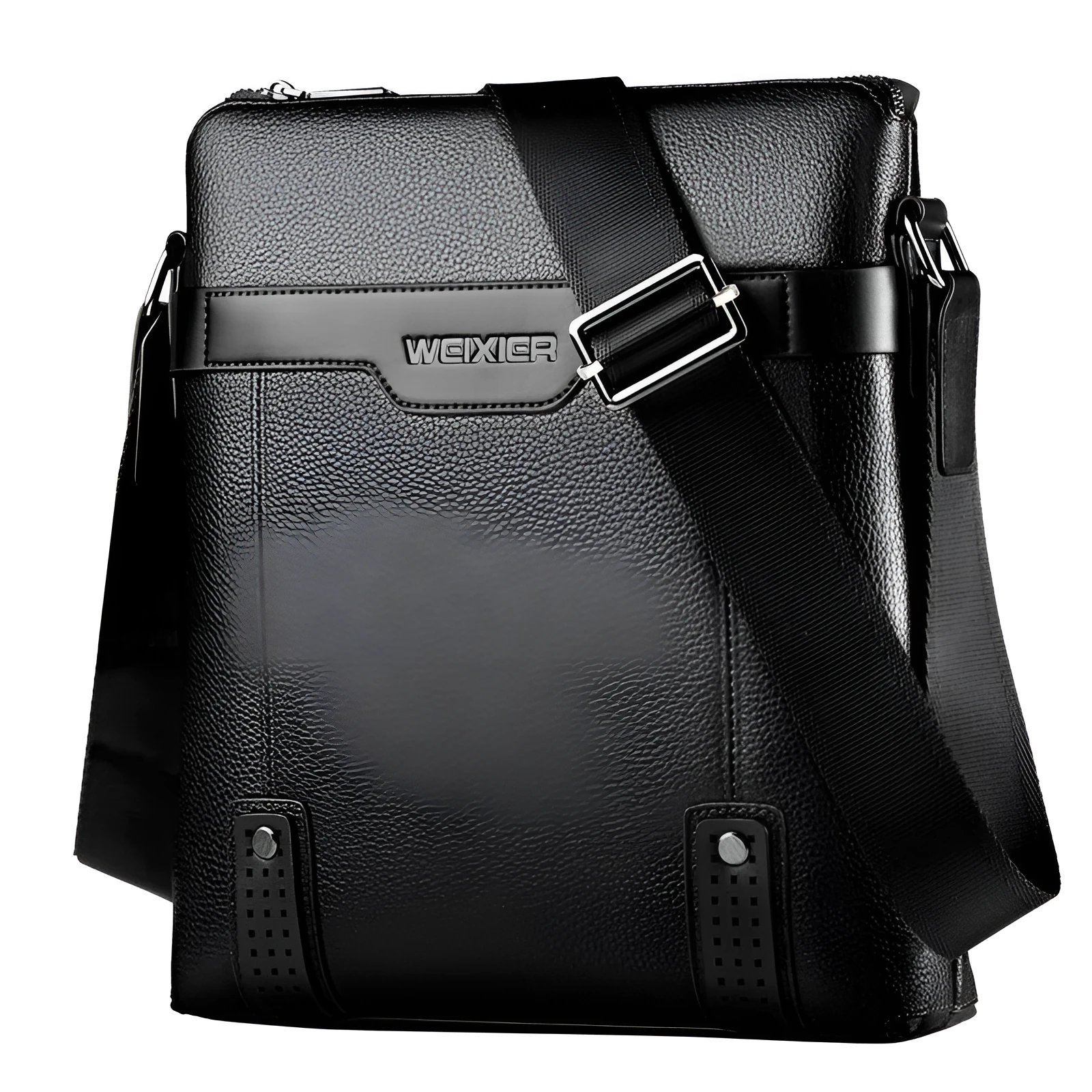 Men's soft PU leather messenger bag in solid colour with zipper closure and interior pockets – black or brown