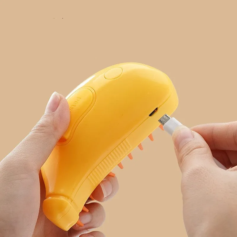 3 in 1 pet steam brush in green with comb head for cats and dogs grooming