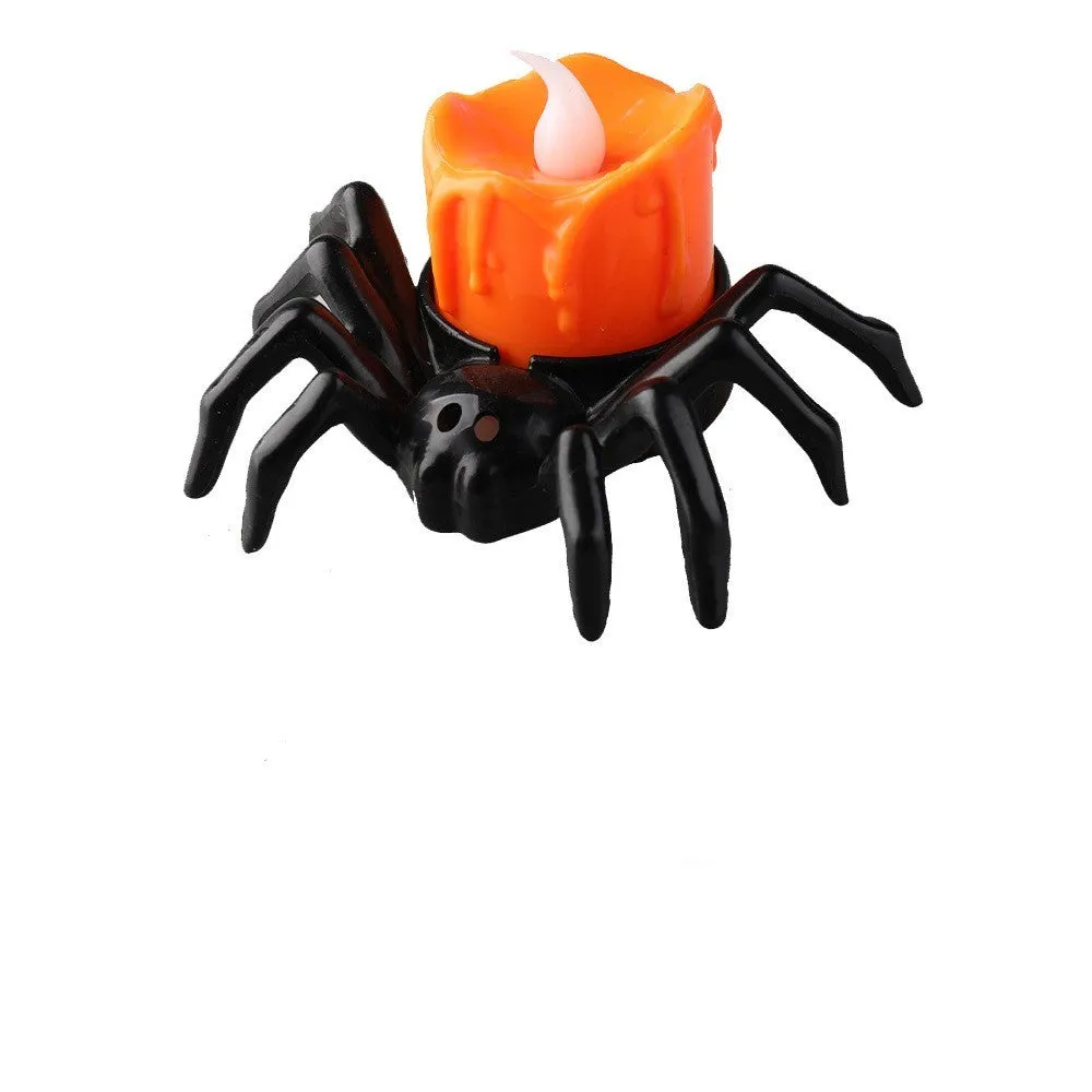 Halloween spider candlestick ornament plastic battery-powered 7x8.5cm spider lamp