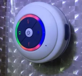 Mini waterproof Bluetooth speaker in blue, 85x85x45mm ABS plastic with LED and microphone