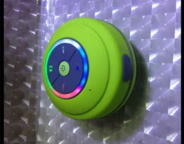 Mini waterproof Bluetooth speaker in blue, 85x85x45mm ABS plastic with LED and microphone