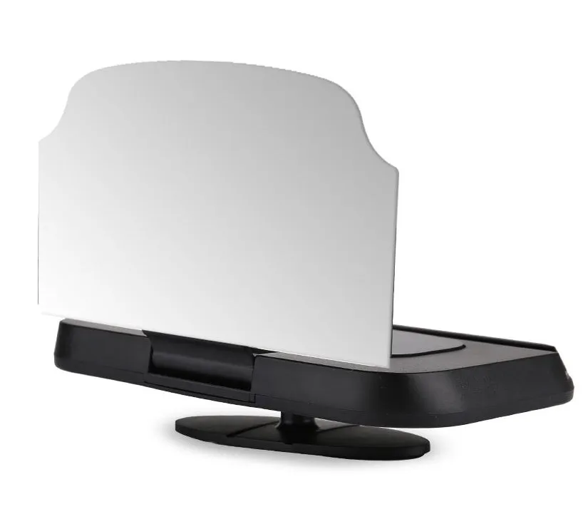 Car navigation bracket with hard tempered glass display and suction cup magnet for smartphone head-up display