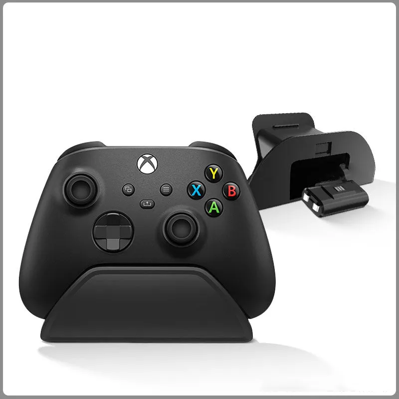 Compact controller stand for PS5 and Xbox Series in black bracket finish, measuring 11cm by 9.3cm, with a single controller placed upright
