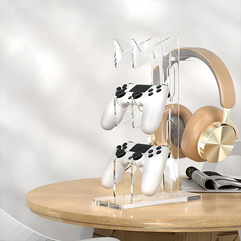 Compact controller stand for PS5 and Xbox Series in black bracket finish, measuring 11cm by 9.3cm, with a single controller placed upright