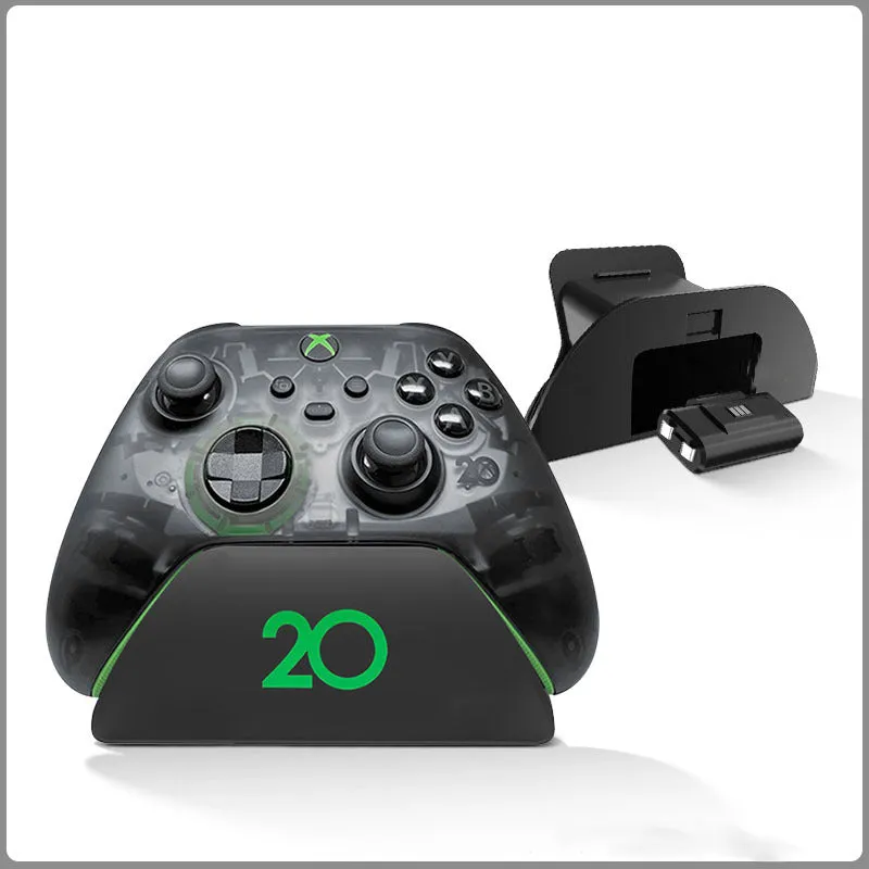 Compact controller stand for PS5 and Xbox Series in black bracket finish, measuring 11cm by 9.3cm, with a single controller placed upright