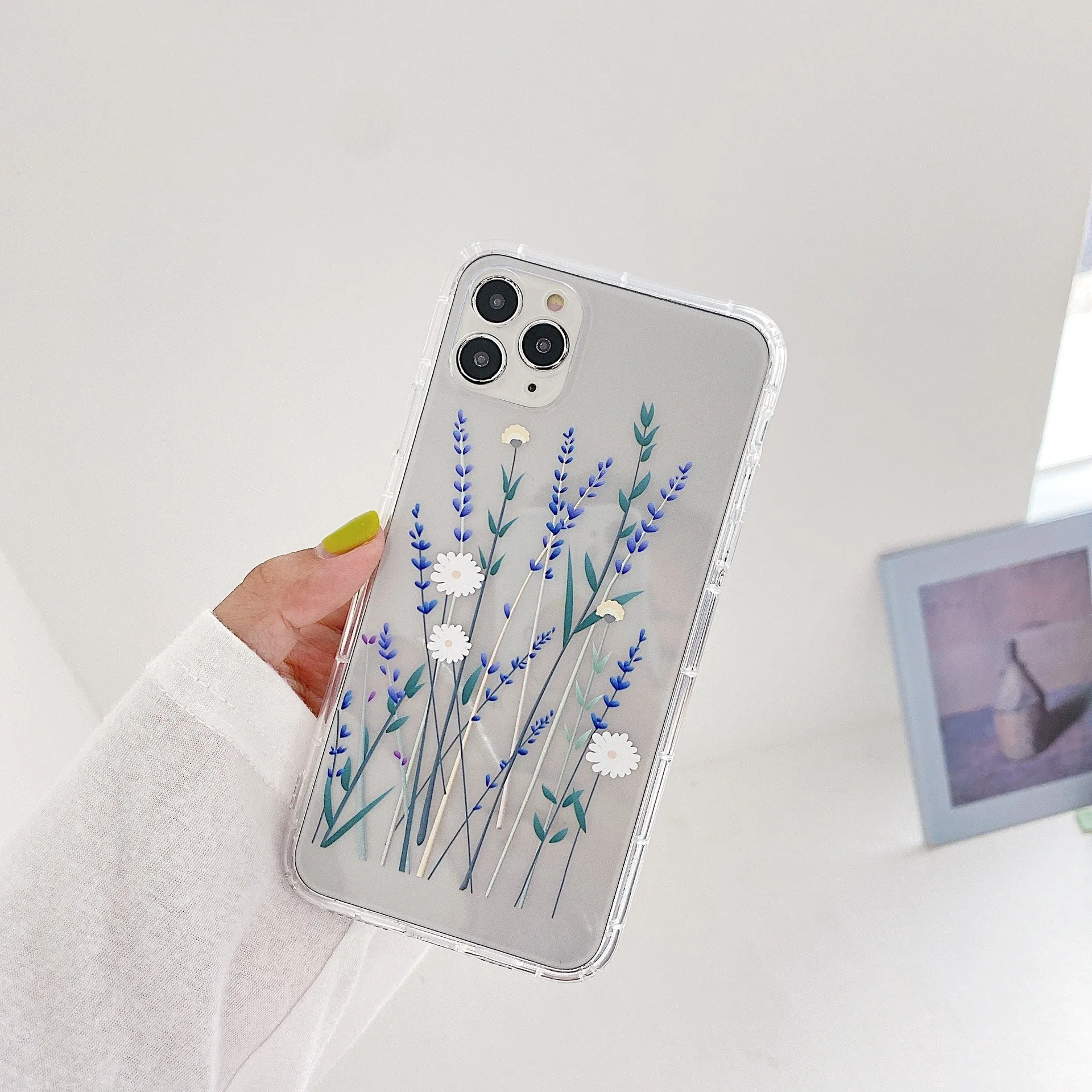 Flower print TPU phone case back cover for Samsung Galaxy models, available in two floral colours