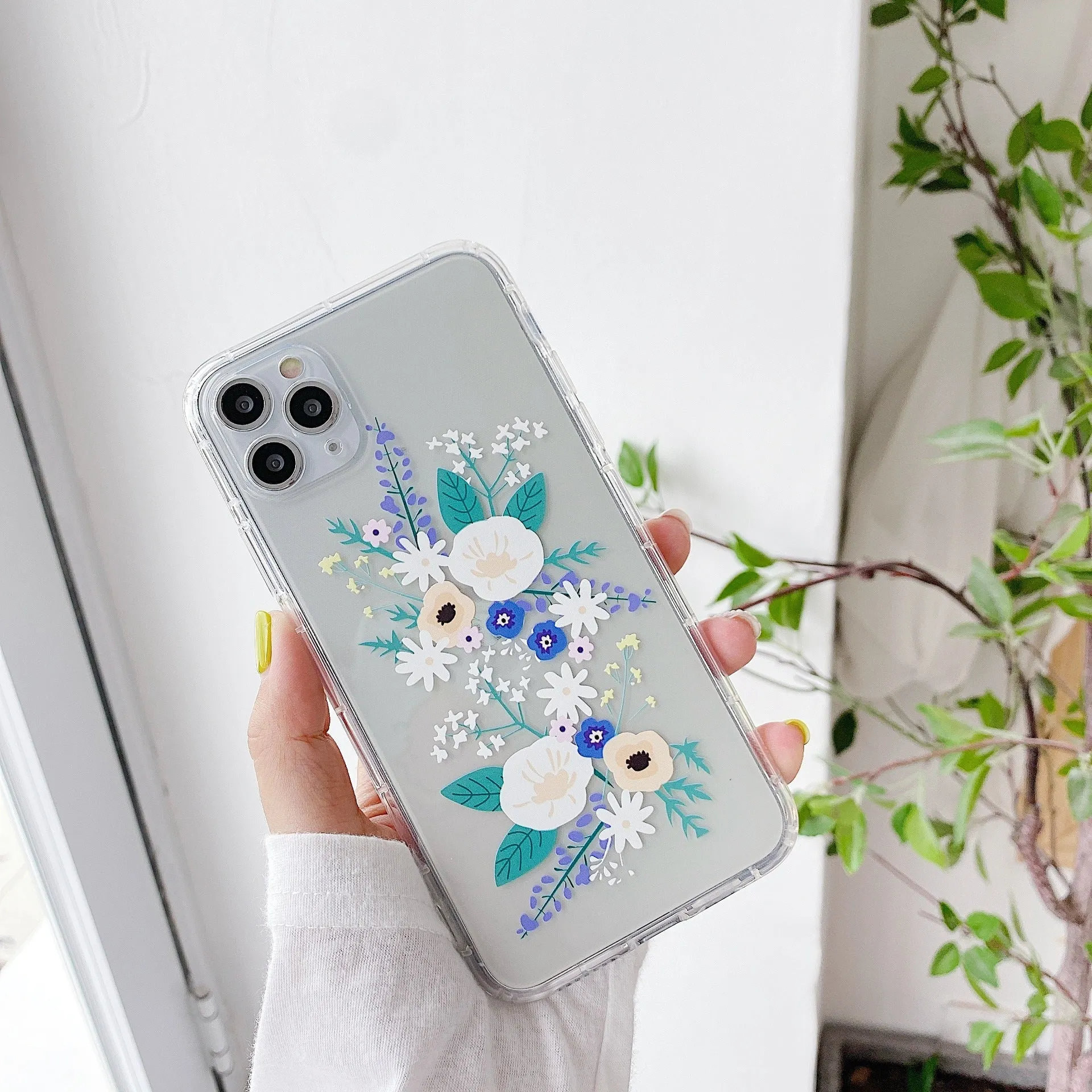 Flower print TPU phone case back cover for Samsung Galaxy models, available in two floral colours